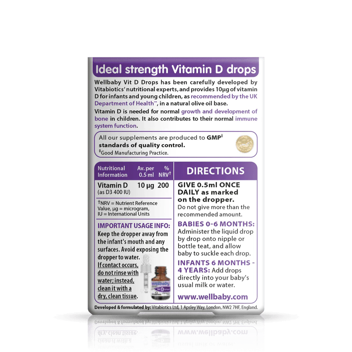 Vitabiotics Wellbaby Vitamin D Drops 30ml - Image 2
