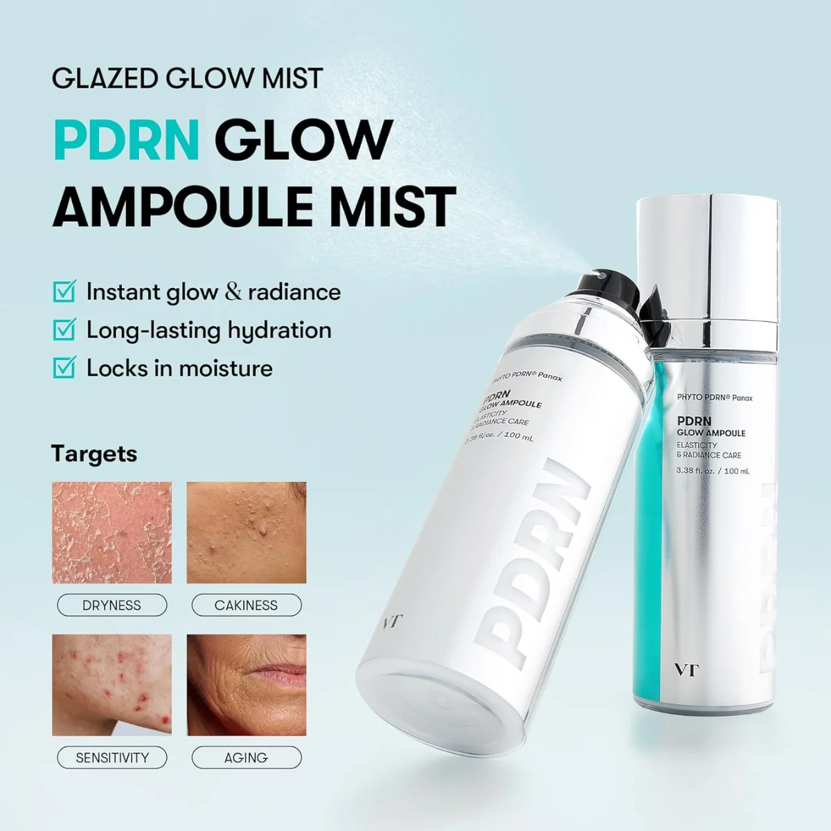 VT Cosmetics PDRN Reedle Glow Ampoule Mist 100ml - Image 3