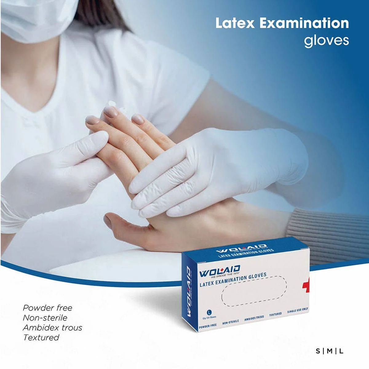 Wolaid Latex Examination Gloves Powder Free Large 100 Pieces - Image 5