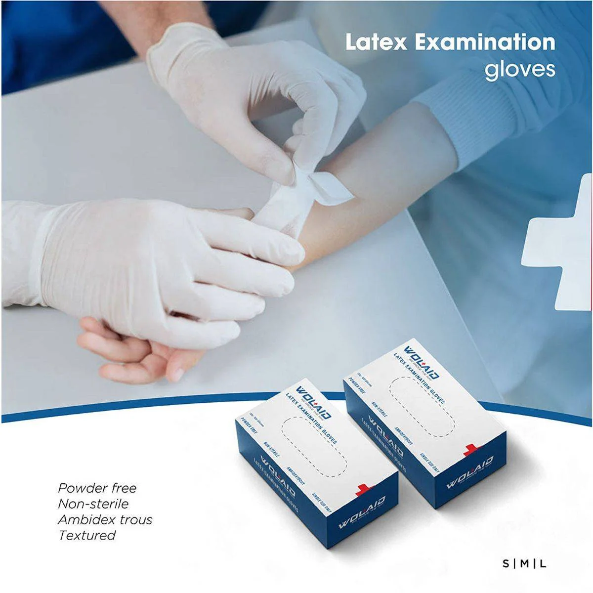 Wolaid Latex Examination Gloves Powder Free Medium 100 Pieces - Image 4