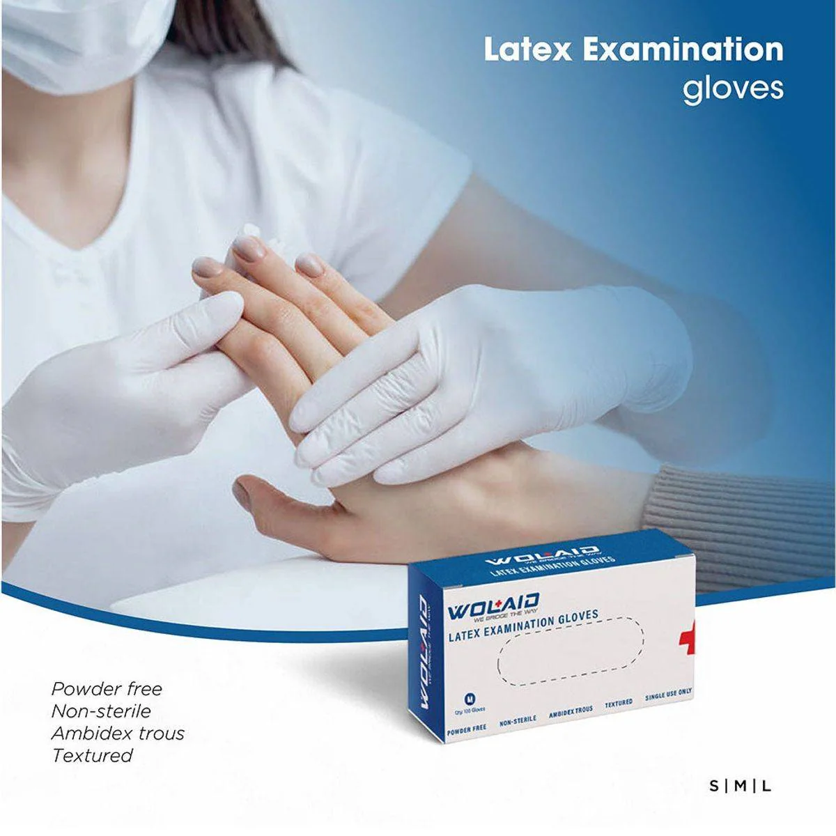 Wolaid Nitrile Examination Gloves Powder Free Medium 100 Pieces - Image 2