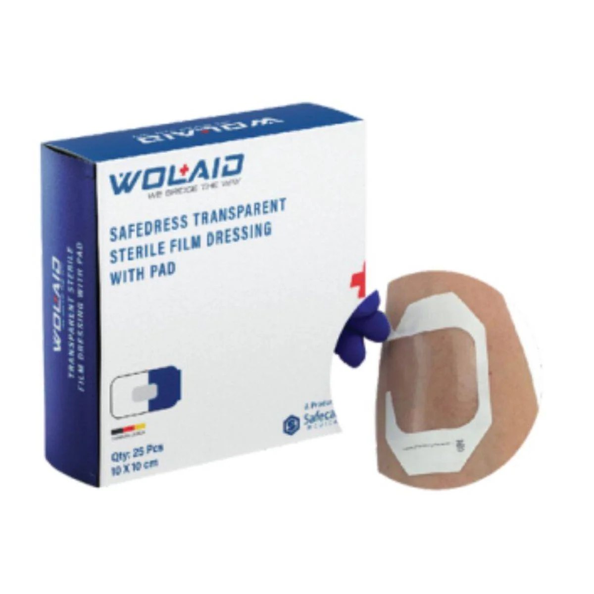 Wolaid Safedress Transparent Sterile Film Dressing With Pad 10cmx10cm