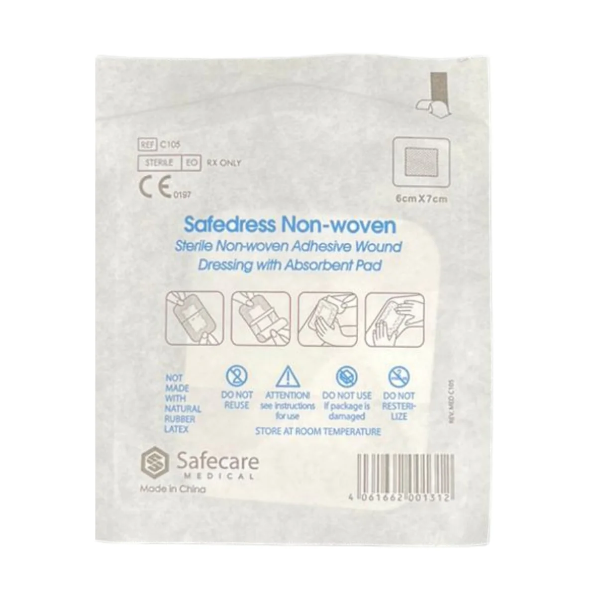 Wolaid Safedress Transparent Sterile Film Dressing With Pad 6cmx7cm