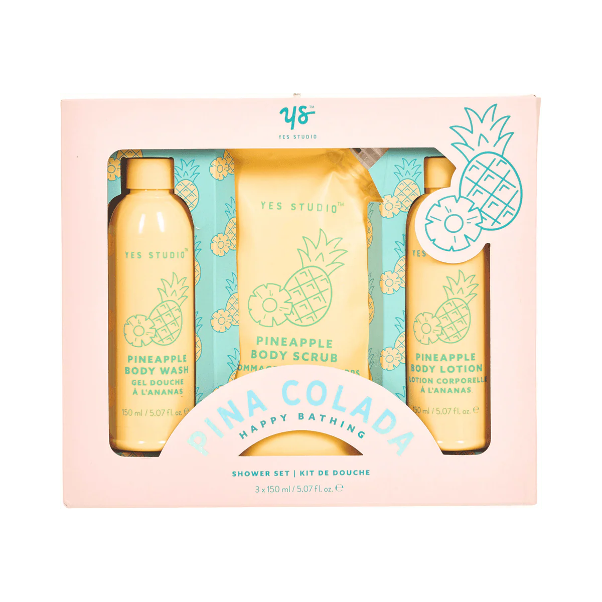 Yes Studio Happy Bathing Pina Colada Shower Set 150ml x 3
